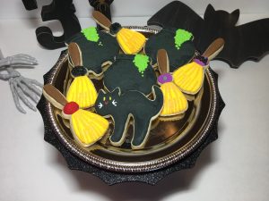 Witch's Brew Halloween brooms cats and cauldrons
