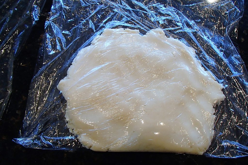 Sugar cookie dough in plastic wrap
