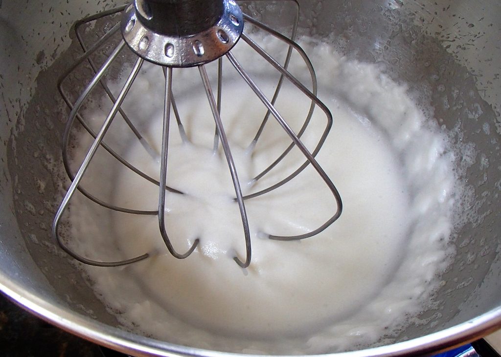 Water and meringue mixed with whisk